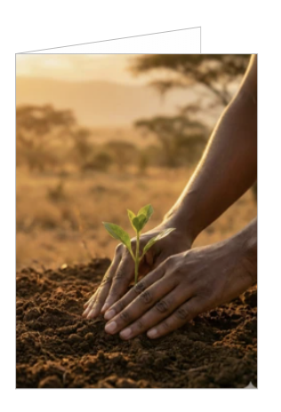 Hands planting card